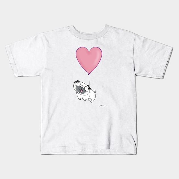 Luv Pug Kids T-Shirt by Designs That Rock